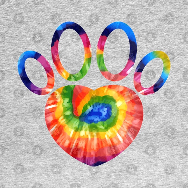 Dog Paw Tie Dye Cat Paw Print Animal Lover Birthday Tee Gift by kaza191